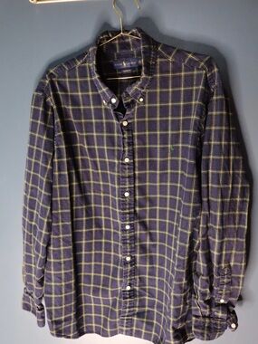 Polo By Ralph Lauren Navy and Green Plaid Button-Down Shirt | XXL